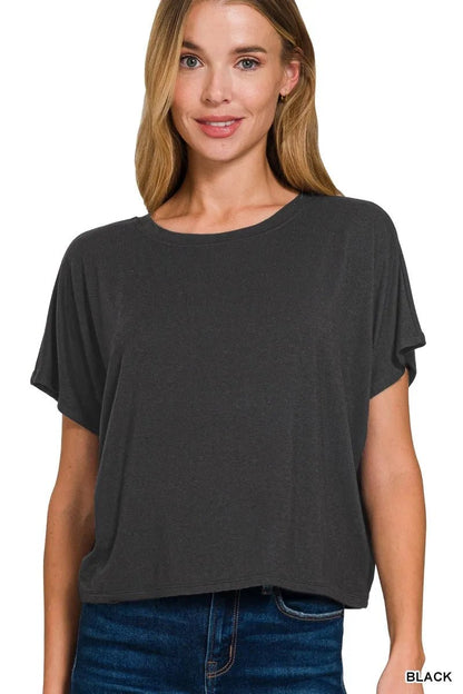 Zenana Round Neck Short Sleeve Cropped T-Shirt - Bitsy Gypsy Boutique