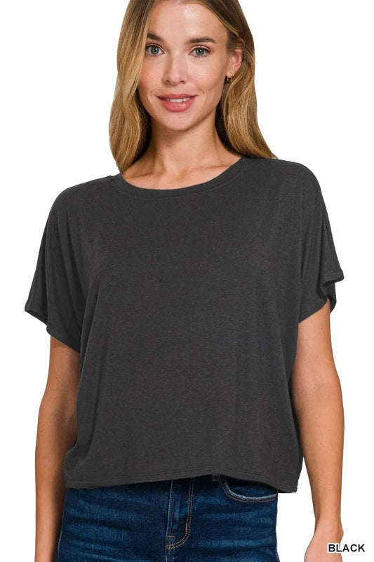 Zenana Round Neck Short Sleeve Cropped T-Shirt - Bitsy Gypsy Boutique