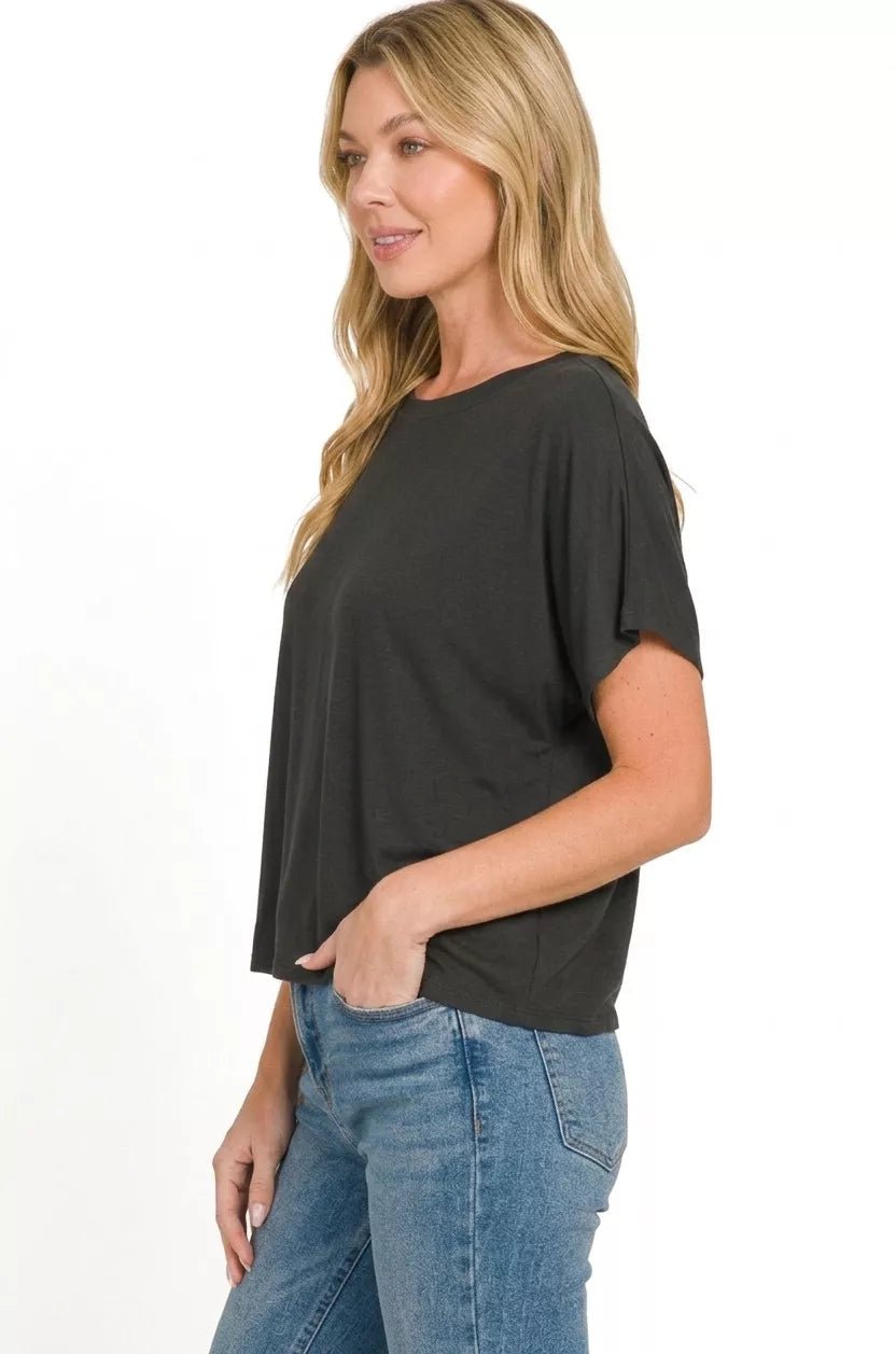 Zenana Round Neck Short Sleeve Cropped T-Shirt - Bitsy Gypsy Boutique