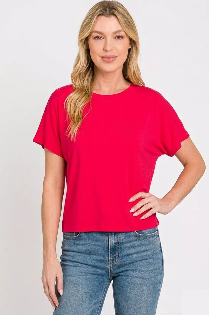 Zenana Round Neck Short Sleeve Cropped T-Shirt - Bitsy Gypsy Boutique