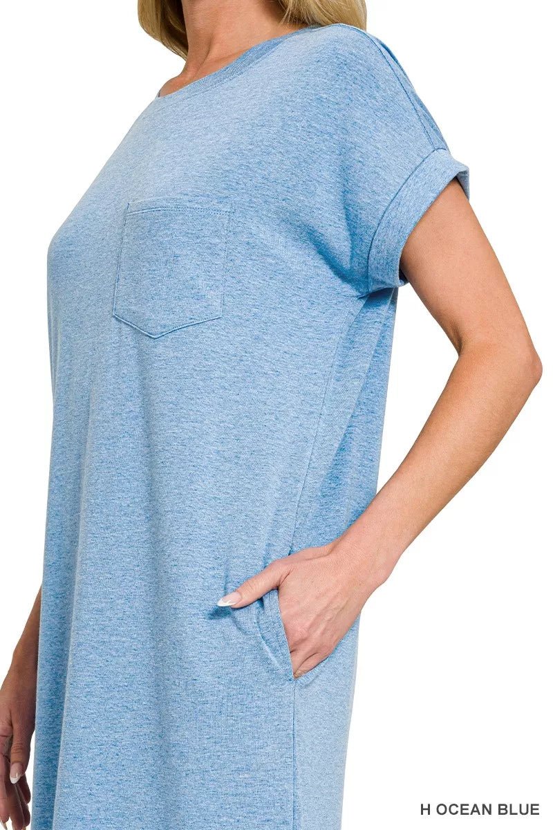 Zenana Round Neck Short Sleeve Midi Dress - Bitsy Gypsy Boutique