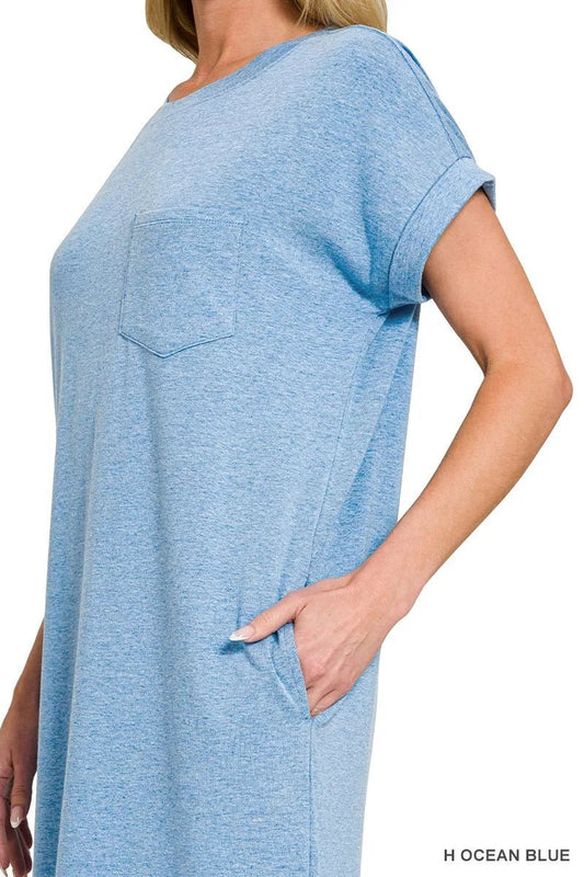 Zenana Round Neck Short Sleeve Midi Dress - Bitsy Gypsy Boutique