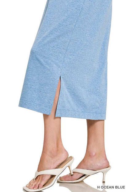 Zenana Round Neck Short Sleeve Midi Dress - Bitsy Gypsy Boutique