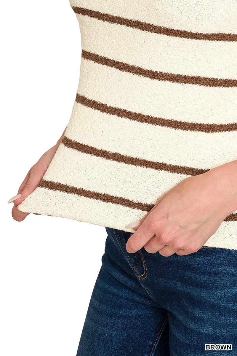 Zenana Round Neck Stripe Knit Tank Top - Bitsy Gypsy Boutique