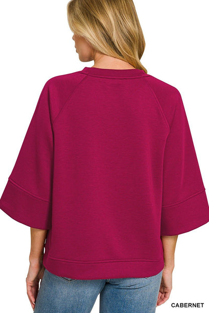 Zenana Scuba 3/4 Sleeve Pullover - Bitsy Gypsy Boutique