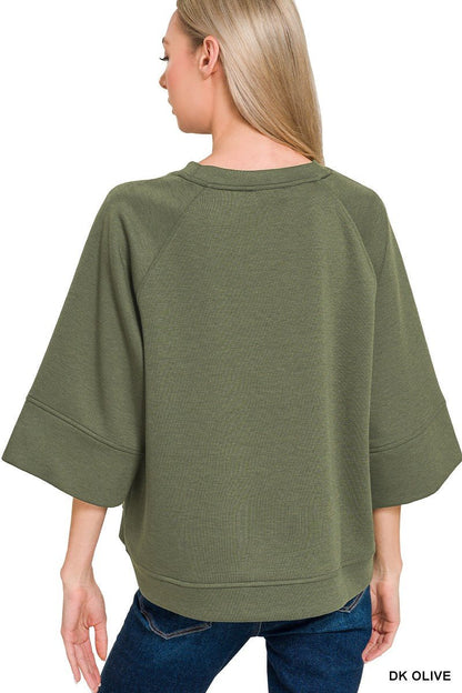 Zenana Scuba 3/4 Sleeve Pullover - Bitsy Gypsy Boutique