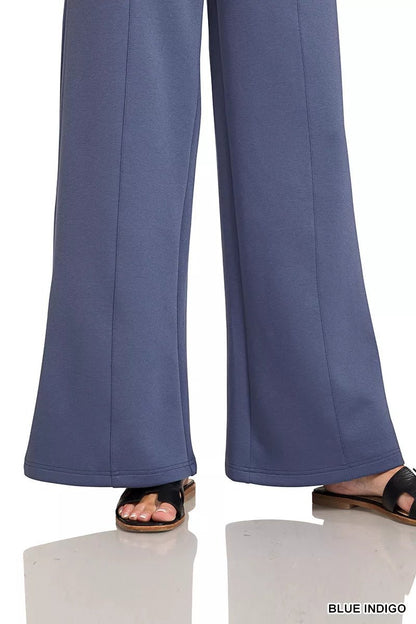 Zenana Scuba Collared Pullover & Center Seam Pants Set - Bitsy Gypsy Boutique