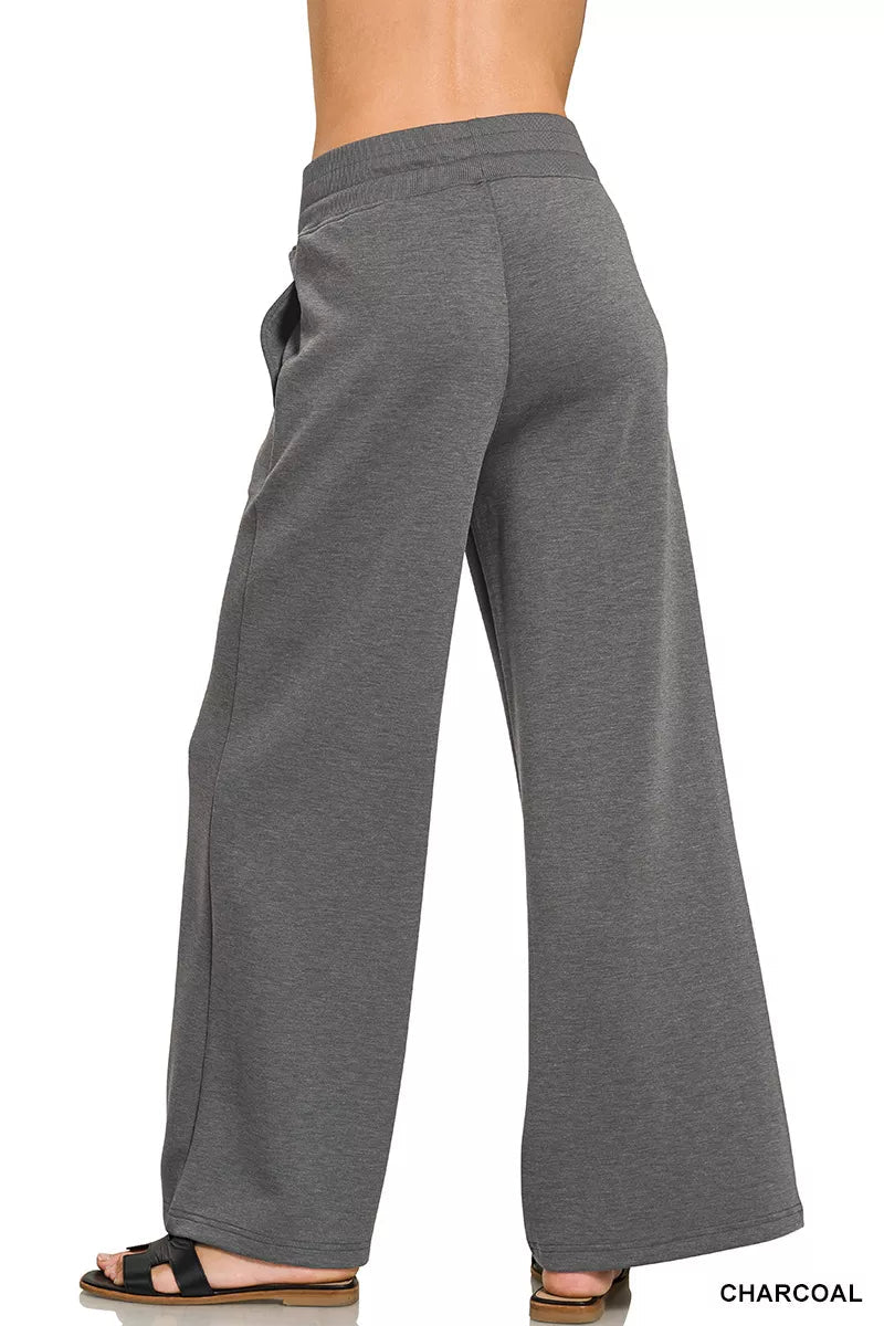 Zenana Scuba Collared Short Sleeve Pullover & Center Seam Pants Set - Bitsy Gypsy Boutique