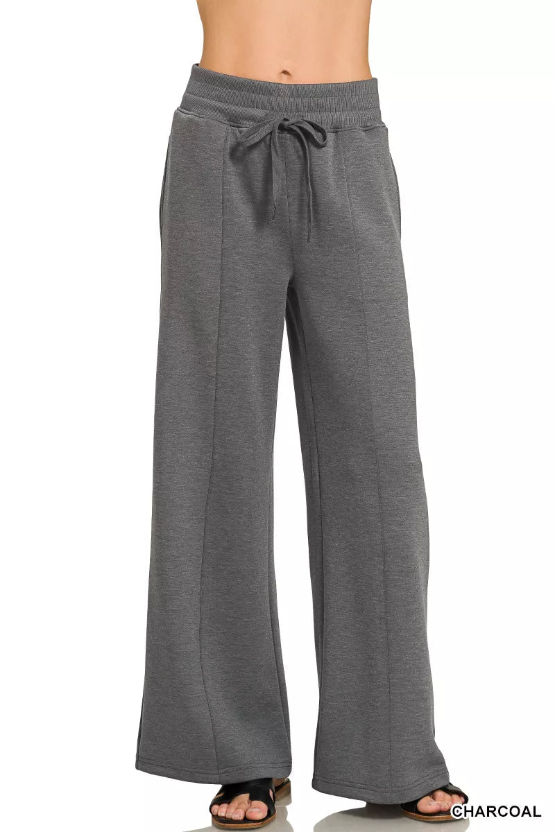 Zenana Scuba Collared Short Sleeve Pullover & Center Seam Pants Set - Bitsy Gypsy Boutique