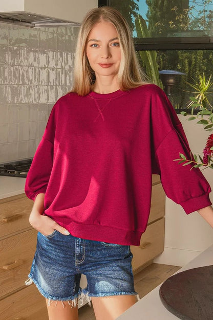 Zenana Scuba Dolman Sleeve Sweatshirt - Bitsy Gypsy Boutique