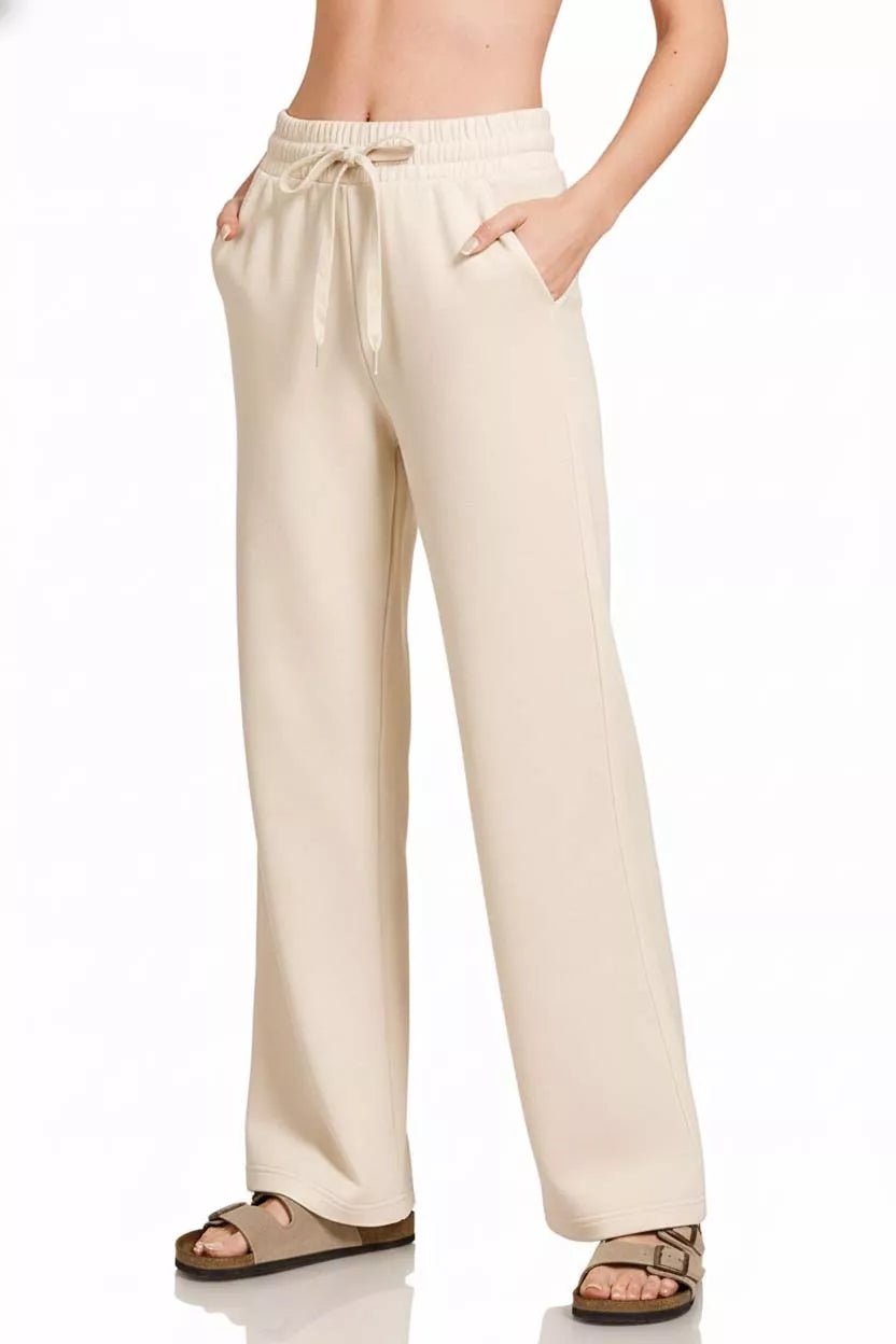 Zenana Scuba Drawstring Wide Leg Pants - Bitsy Gypsy Boutique
