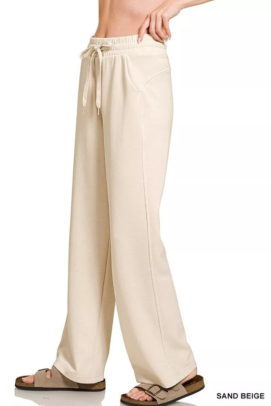 Zenana Scuba Drawstring Wide Leg Pants - Bitsy Gypsy Boutique