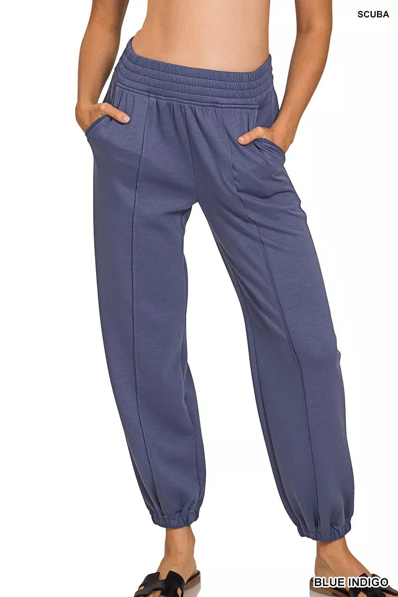 Zenana Scuba Elastic Waist Joggers with pockets - Bitsy Gypsy Boutique