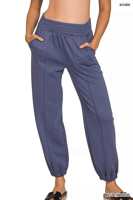 Zenana Scuba Elastic Waist Joggers with pockets - Bitsy Gypsy Boutique