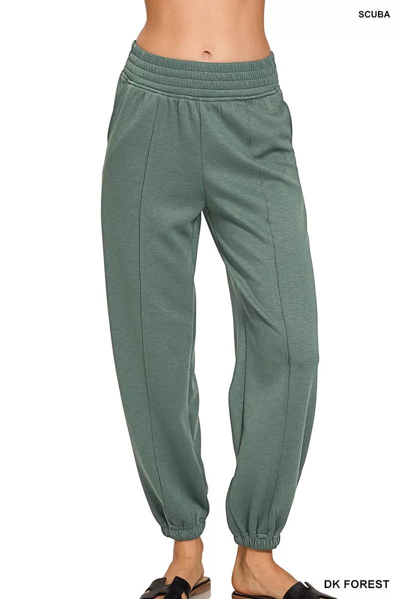 Zenana Scuba Elastic Waist Joggers with pockets - Bitsy Gypsy Boutique