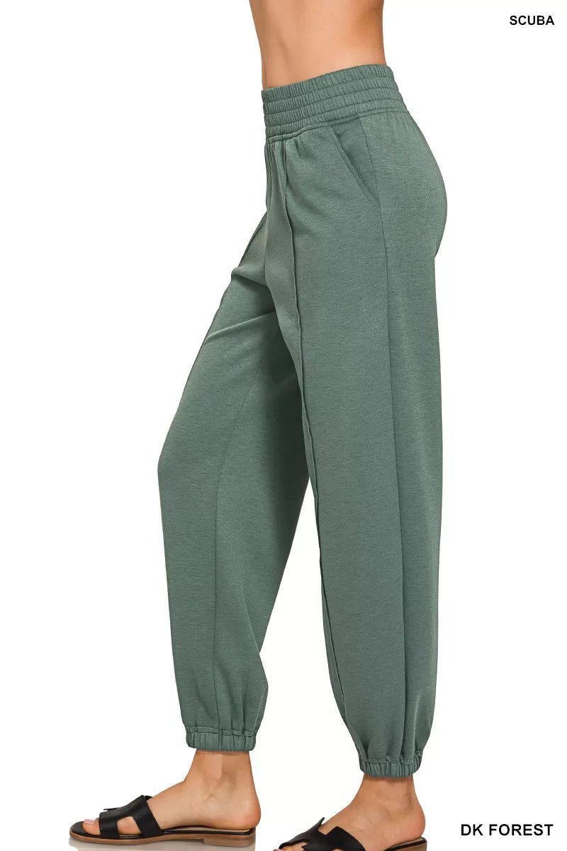 Zenana Scuba Elastic Waist Joggers with pockets - Bitsy Gypsy Boutique