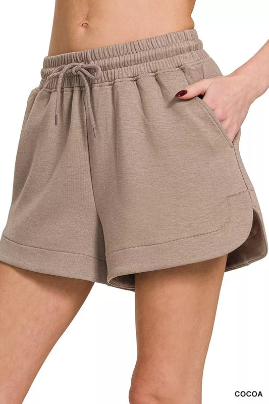 Zenana Scuba Elastic Waistband Shorts With Pocket - Bitsy Gypsy Boutique