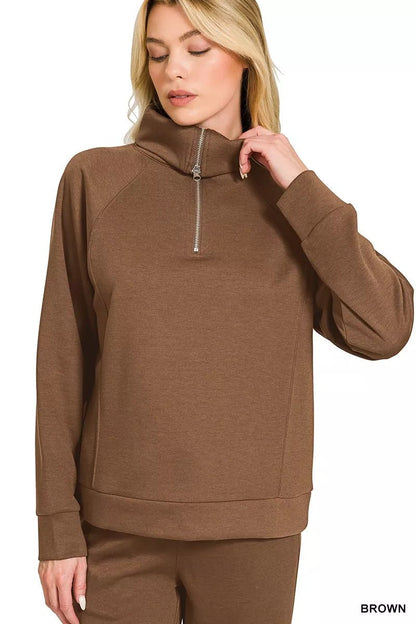 Zenana Scuba Half Zip Sweatshirts and Joggers Set - Bitsy Gypsy Boutique