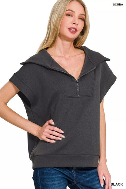 Zenana Scuba Half Zip Top - Bitsy Gypsy Boutique
