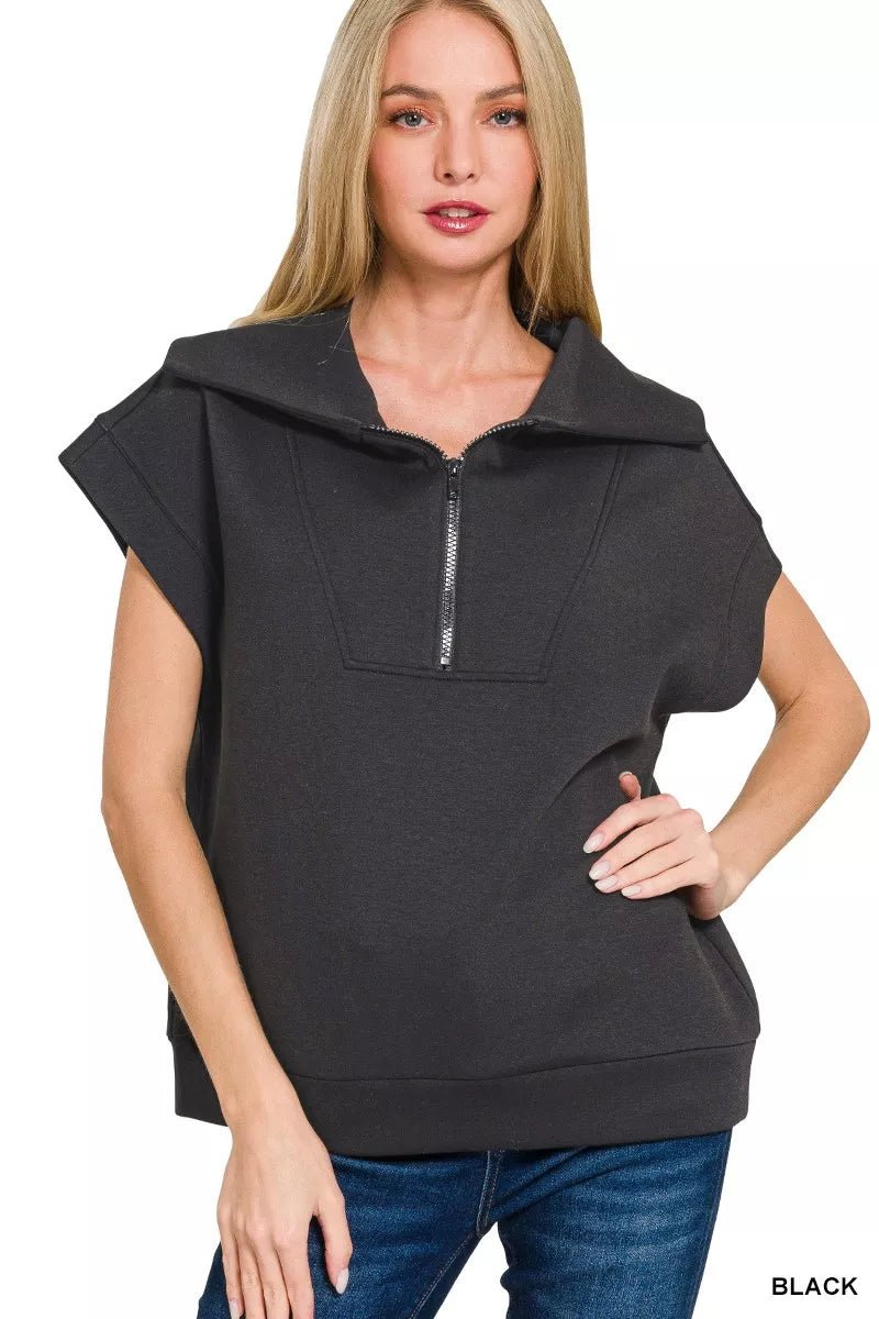 Zenana Scuba Half Zip Top - Bitsy Gypsy Boutique