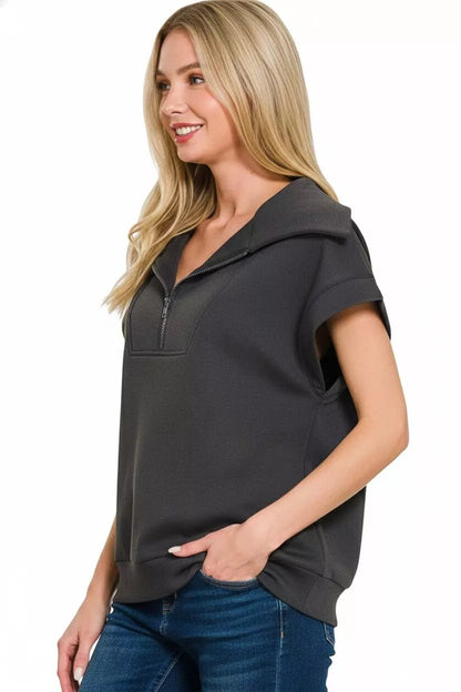 Zenana Scuba Half Zip Top - Bitsy Gypsy Boutique
