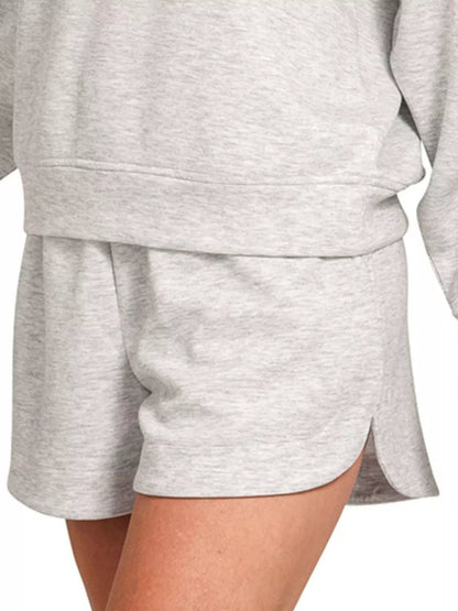 Zenana Scuba Long Sleeve Sweatshirt and Shorts Set - Bitsy Gypsy Boutique
