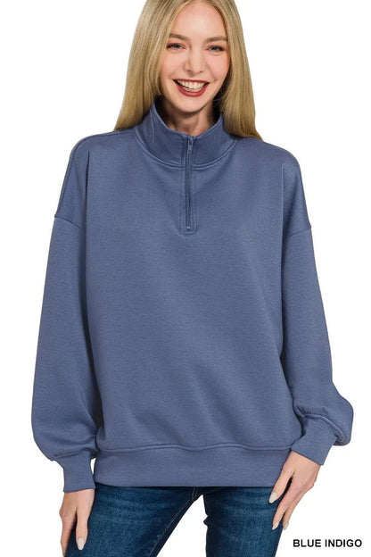 Zenana Scuba Quarter - Zip Sweatshirt - Bitsy Gypsy Boutique