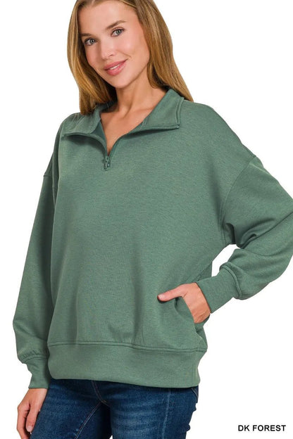 Zenana Scuba Quarter - Zip Sweatshirt - Bitsy Gypsy Boutique