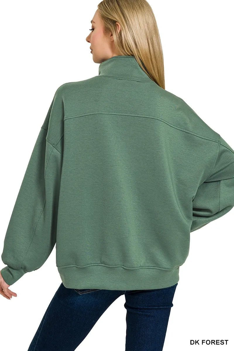 Zenana Scuba Quarter - Zip Sweatshirt - Bitsy Gypsy Boutique