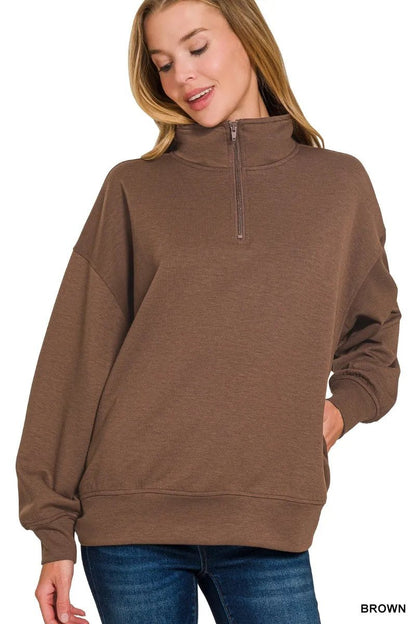 Zenana Scuba Quarter - Zip Sweatshirt - Bitsy Gypsy Boutique