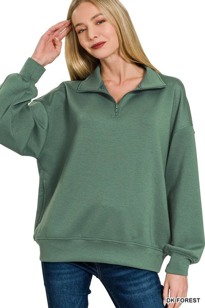 Zenana Scuba Quarter - Zip Sweatshirt - Bitsy Gypsy Boutique