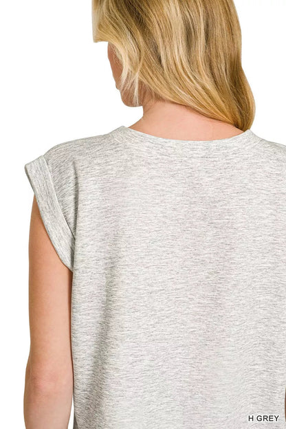 Zenana Scuba Round Neck Cap Sleeve Top - Bitsy Gypsy Boutique