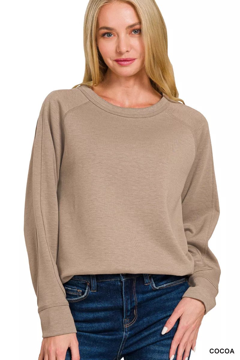 Zenana Scuba Round Neck Sweatshirt - Bitsy Gypsy Boutique