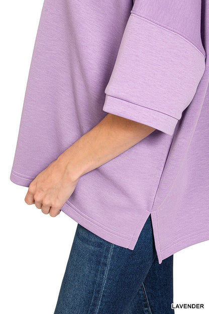 Zenana Scuba Round Neck Top With Side Slits - Bitsy Gypsy Boutique