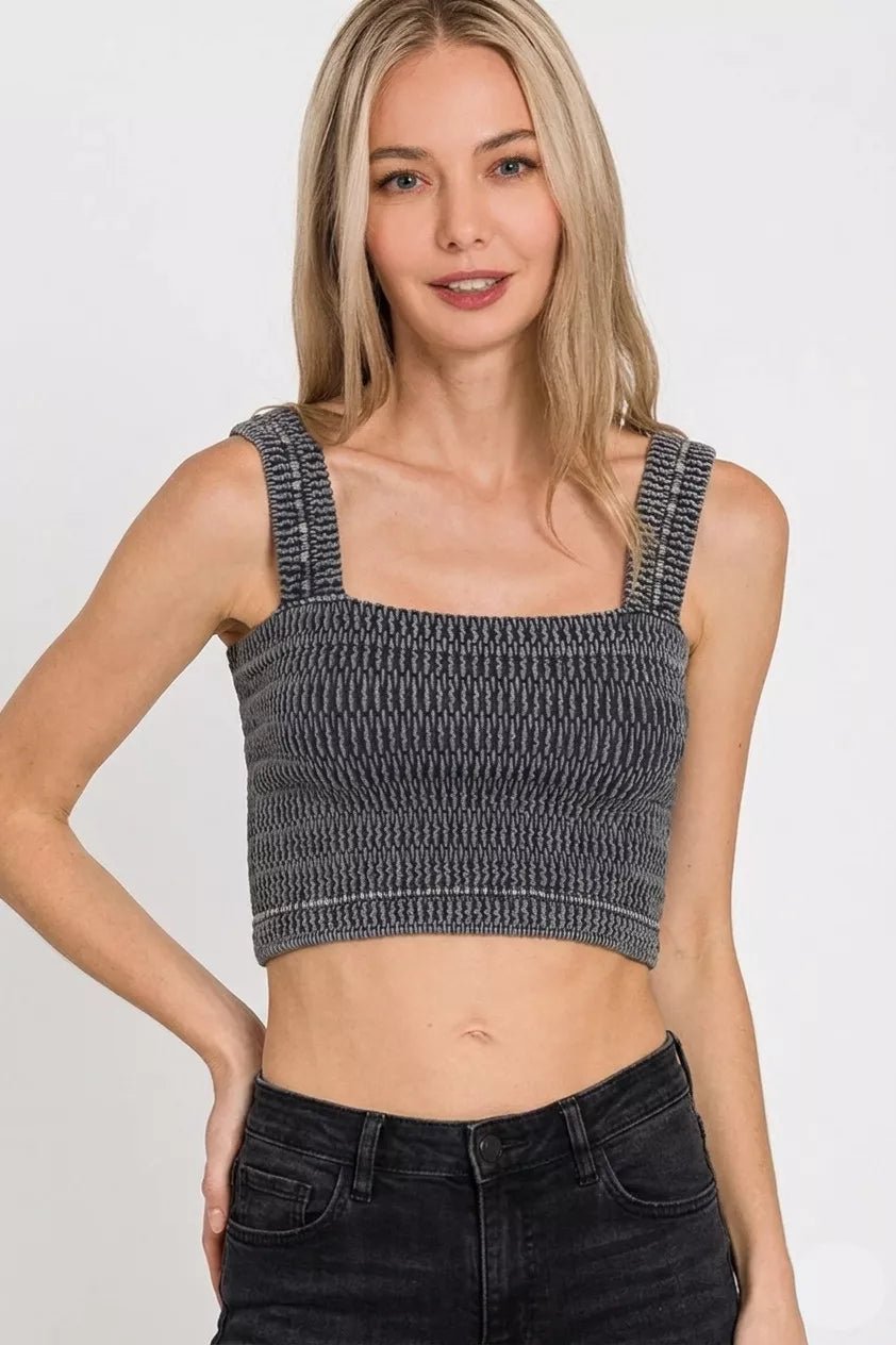 Zenana Seamless Winkle Stone Washed Bra Top - Bitsy Gypsy Boutique