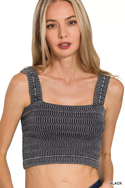 Zenana Seamless Winkle Stone Washed Bra Top - Bitsy Gypsy Boutique