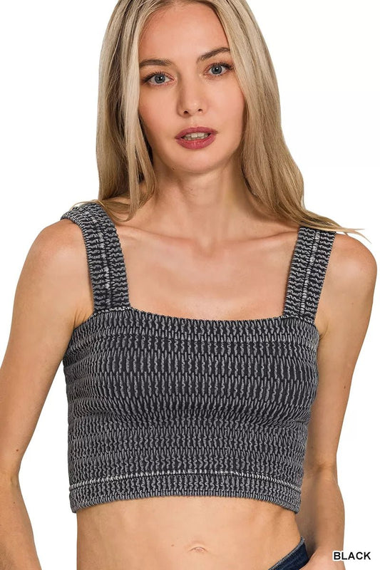 Zenana Seamless Winkle Stone Washed Bra Top - Bitsy Gypsy Boutique