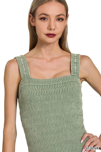 Zenana Seamless Winkle Stone Washed Tank Top - Bitsy Gypsy Boutique