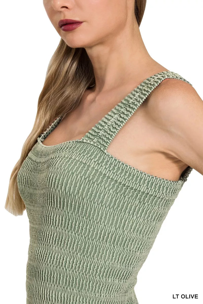 Zenana Seamless Winkle Stone Washed Tank Top - Bitsy Gypsy Boutique