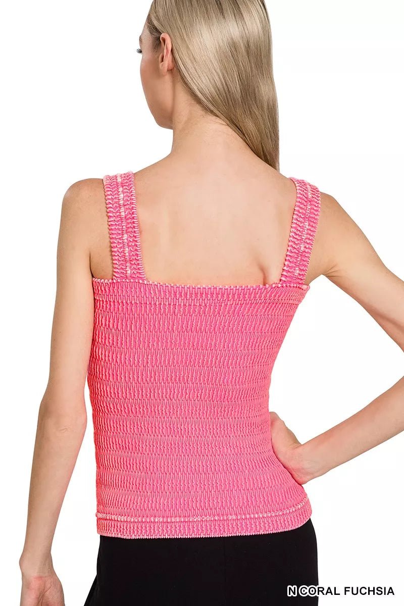 Zenana Seamless Winkle Stone Washed Tank Top - Bitsy Gypsy Boutique