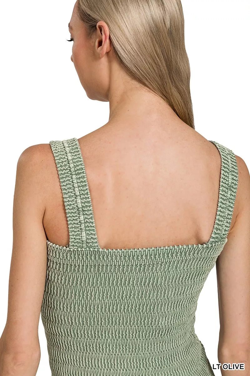 Zenana Seamless Winkle Stone Washed Tank Top - Bitsy Gypsy Boutique