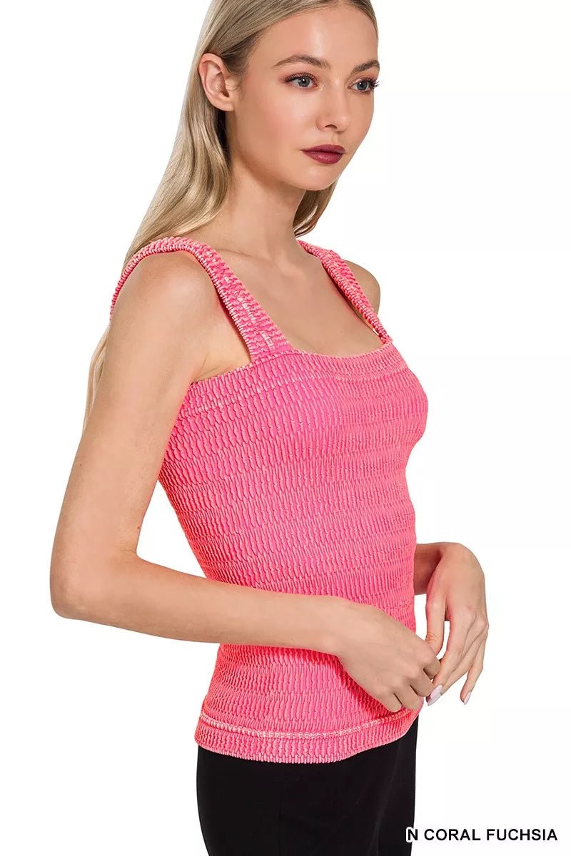 Zenana Seamless Winkle Stone Washed Tank Top - Bitsy Gypsy Boutique