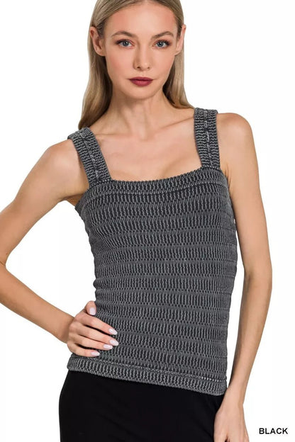 Zenana Seamless Winkle Stone Washed Tank Top - Bitsy Gypsy Boutique