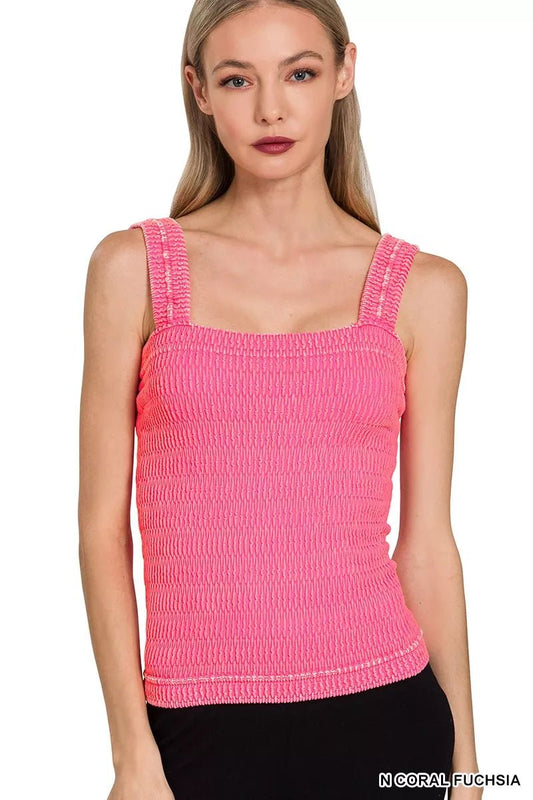 Zenana Seamless Winkle Stone Washed Tank Top - Bitsy Gypsy Boutique