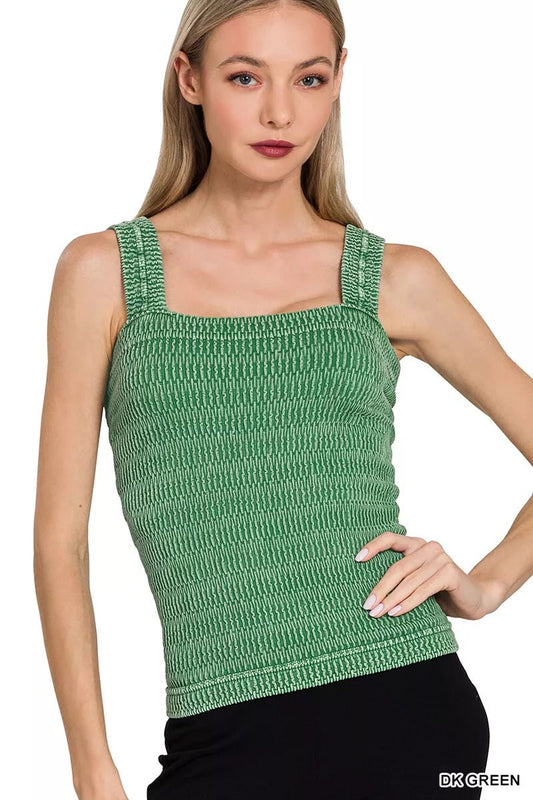 Zenana Seamless Winkle Stone Washed Tank Top - Bitsy Gypsy Boutique