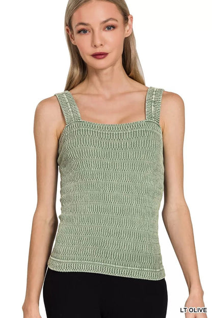 Zenana Seamless Winkle Stone Washed Tank Top - Bitsy Gypsy Boutique