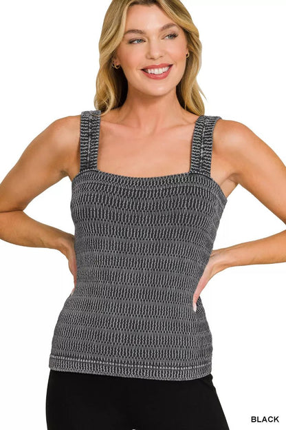 Zenana Seamless Winkle Stone Washed Tank Top - Bitsy Gypsy Boutique