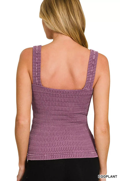 Zenana Seamless Winkle Stone Washed Tank Top - Bitsy Gypsy Boutique