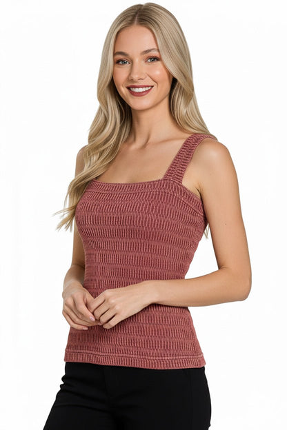 Zenana Seamless Winkle Stone Washed Tank Top - Bitsy Gypsy Boutique
