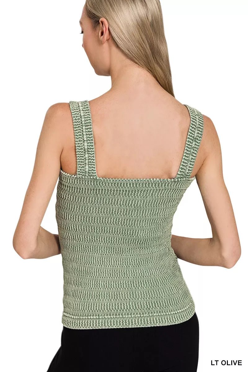 Zenana Seamless Winkle Stone Washed Tank Top - Bitsy Gypsy Boutique